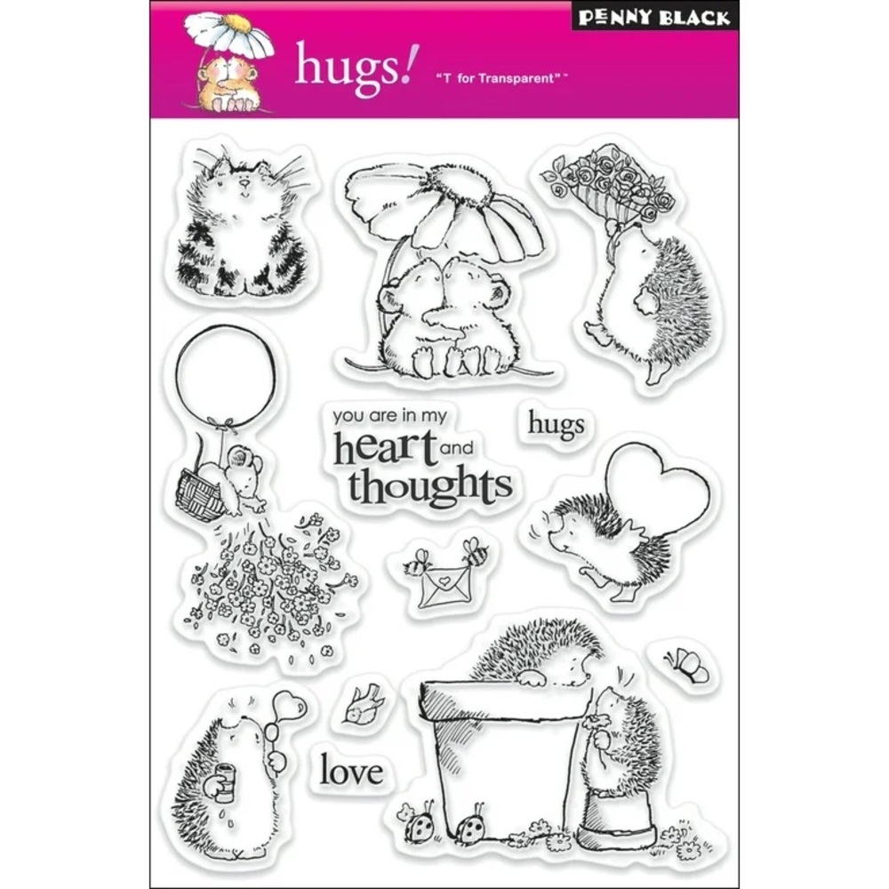 « Hugs! » Cling acrylic Stamp Set by Penny Black